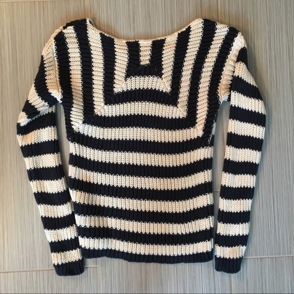 Hinge Navy and Cream Striped Sweater - Picture 3 of 6